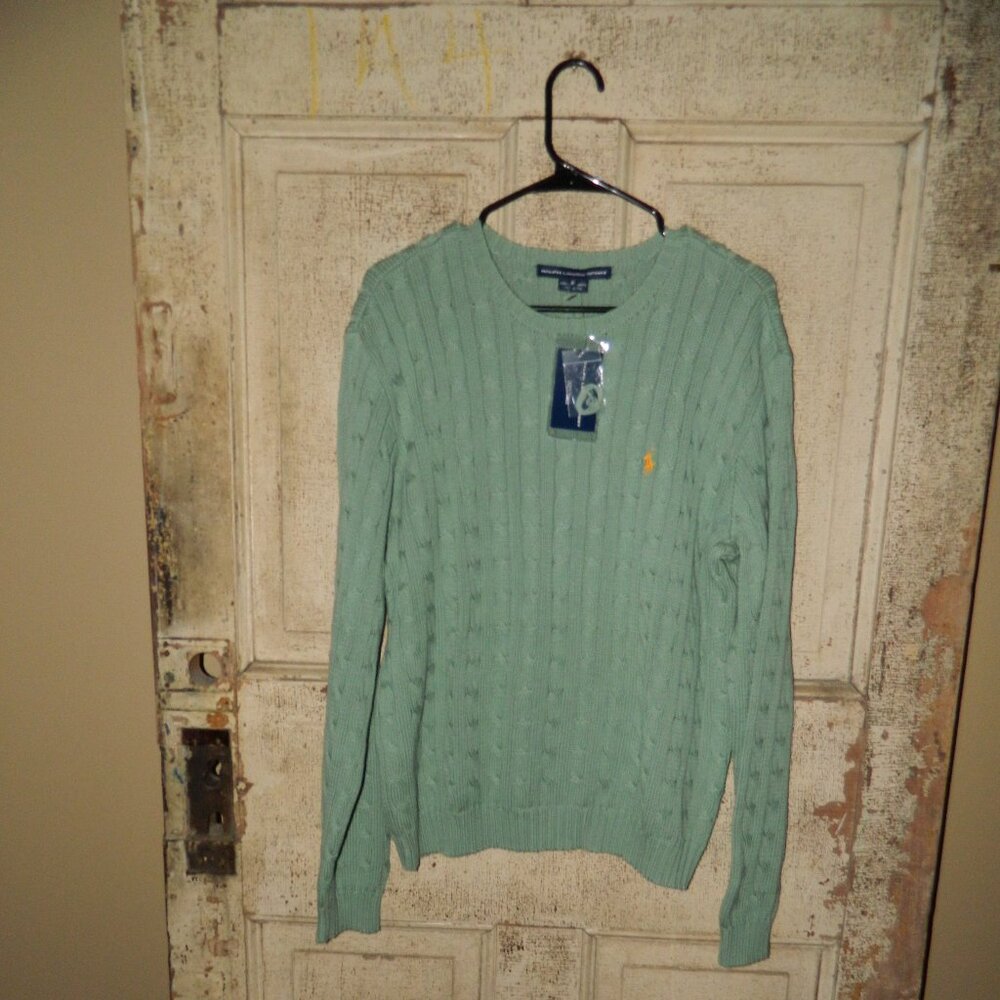 Ralph Lauren Green and Orange Crew Neck Sweater